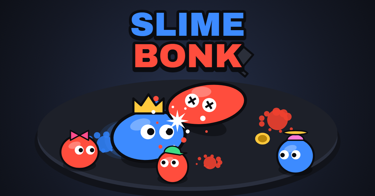 Slime Bonk: blue and red slimes bumping into each other on a platform